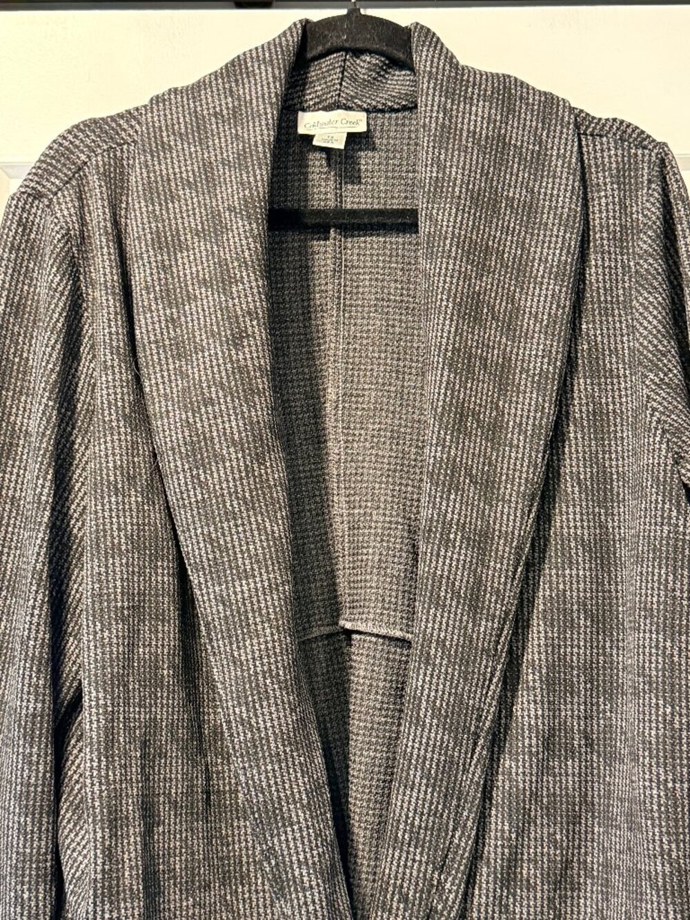 Vintage Coldwater Creek Waffle Knit Dark Gray Cardigan